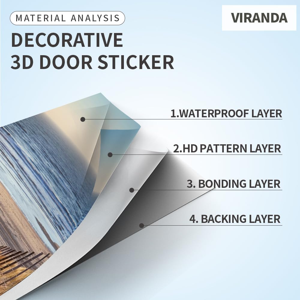 3D Door Stickers Murals Peel and Stick DIY Wallpaper Removable PVC Waterproof Decals Self-Adhesive Wall Covers - Bookcase - Poster for Bedroom Living Room Decor 30.3 x 78.7 inch