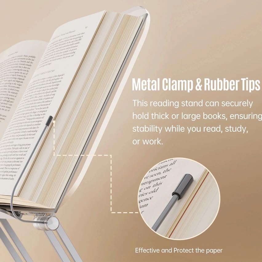 Desktop Bookshelf with Degree Rotating Bottom Page and Transparent Acrylic Panel, Suitable for Textbooks