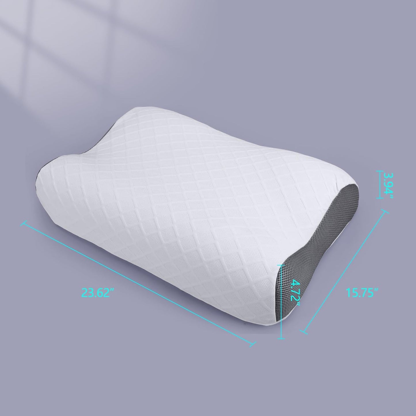 RESTCLOUD Contour Memory Foam Pillow, Cervical Neck Pillow for Neck Pain Relief, Ergonomic Memory Foam Neck Pillow for Side and Back Sleeper (Standard)