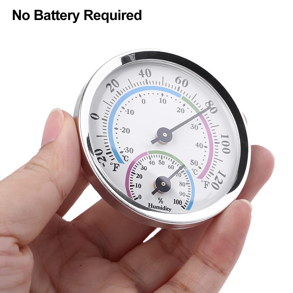 1PC Mini Humidity Gauge Aluminum Alloy Thermometer Hygrometer Dual Scale °C/°F for Home Office Indoor Monitoring