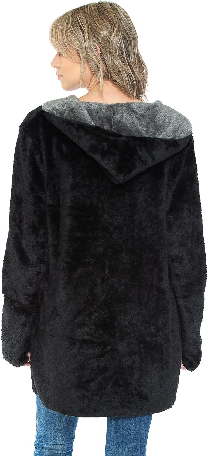 Wearable Blanket Hoodie in Thick Fleece Jacket with Pocket - Black - Large Size - for Women and Men, Warm and Cozy