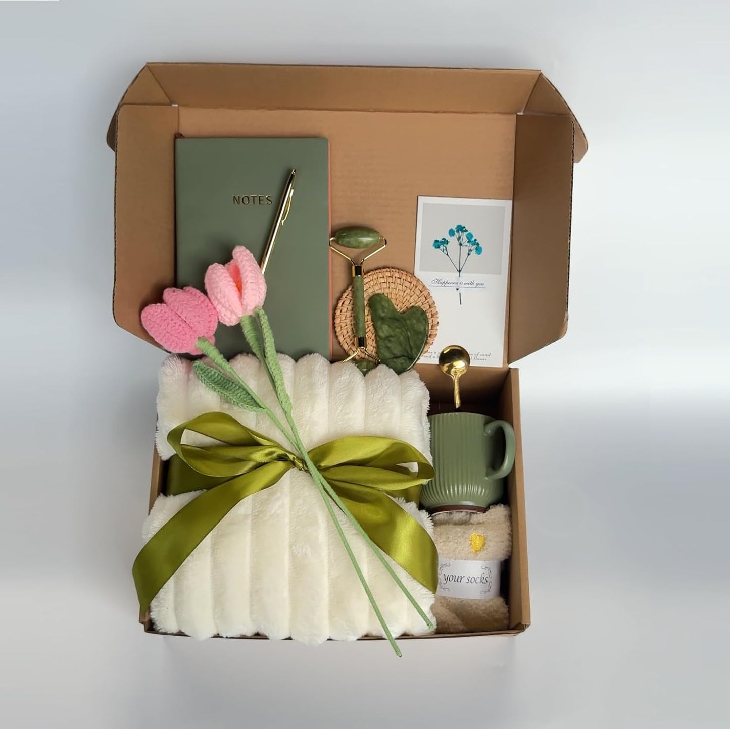 Self Care Gift Basket for Women – Ideal Present for Birthdays, Mother's Day, Graduation, Recovery, Mental Wellness, Knit Tulip Gift Throw Blanket,Self Love Box,Happy Birthday Gifts,coffe mugs