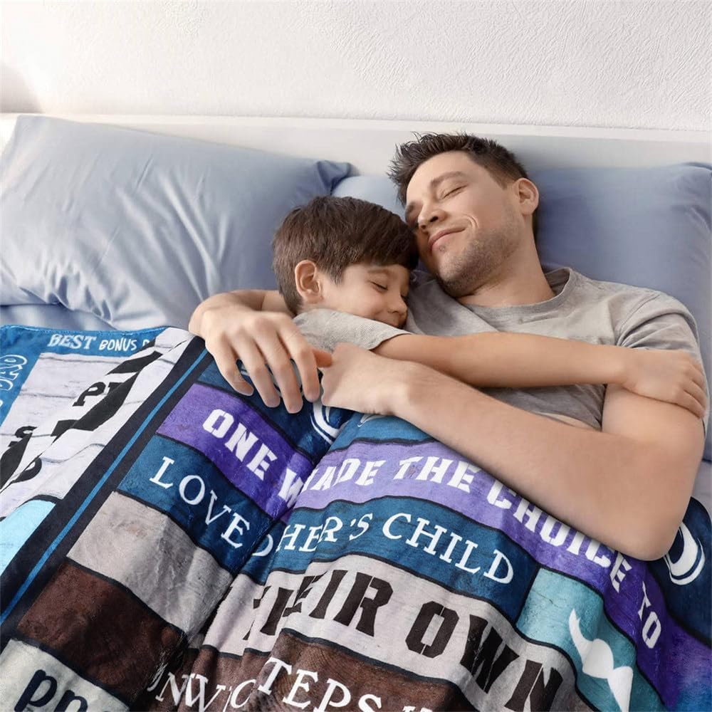to My Bonus Dad Blanket Gifts for Fathers Day Present from Son Daughter Christmas Birthday Presents for Dad in Law Step Dad Throw Blanket