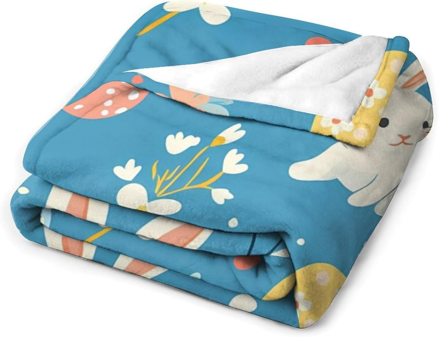 Easter Rabbits Throw Blanket for Couch Bed Plush Cozy Fuzzy Flannel Blanket for All Season 55"x70"