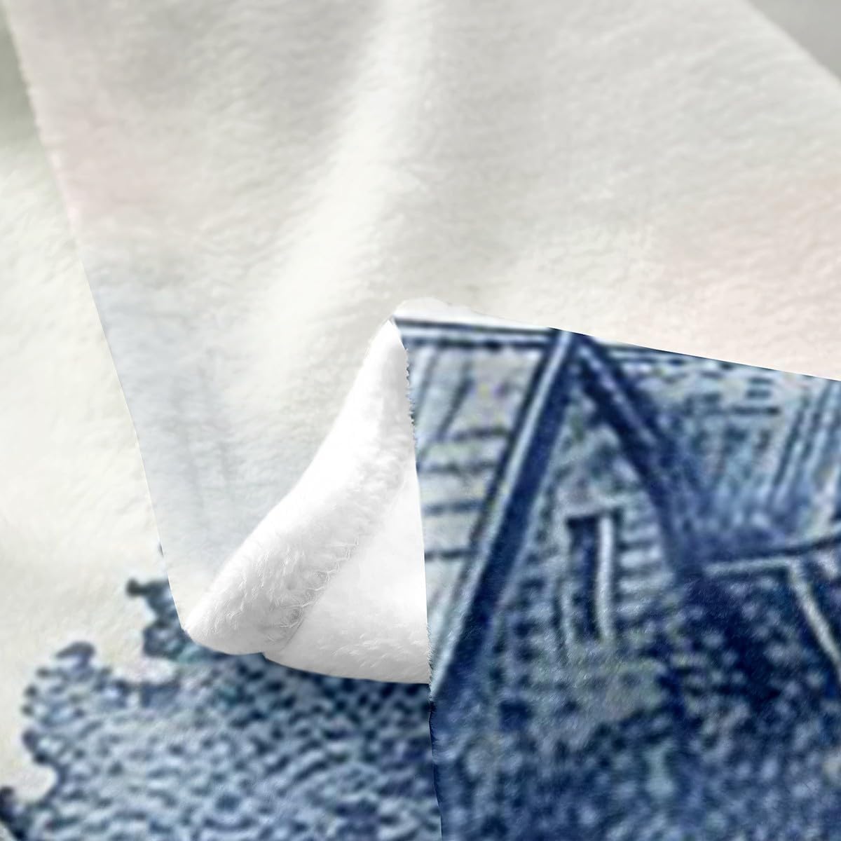 Erosebridal Vintage Dutch Windmill Flannel Blanket Throw 50x60 Delft Blue Farm Throw Blankets Rustic Farmhouse Blanket