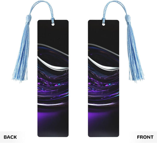 Purple Glass Bookmarks Gifts for Women Men, Wooden Bookmarks for Book Lovers, Vintage Book Marks Ornaments with Tassel, Unique Personalized Reading Page Markers Sky Blue