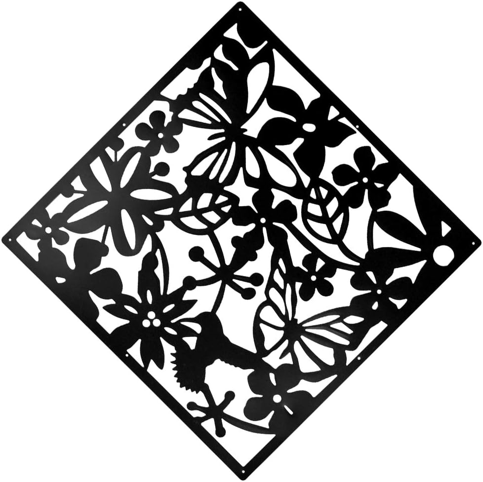 ANMINY 24 PCS Hanging Room Divider Flower Carving Pattern Panels Decorative Wall Screen Panel Hollow Out Design for Living Dining Room Kitchen Bedroom Office Bar Restaurant Home Hotel Decor - Black