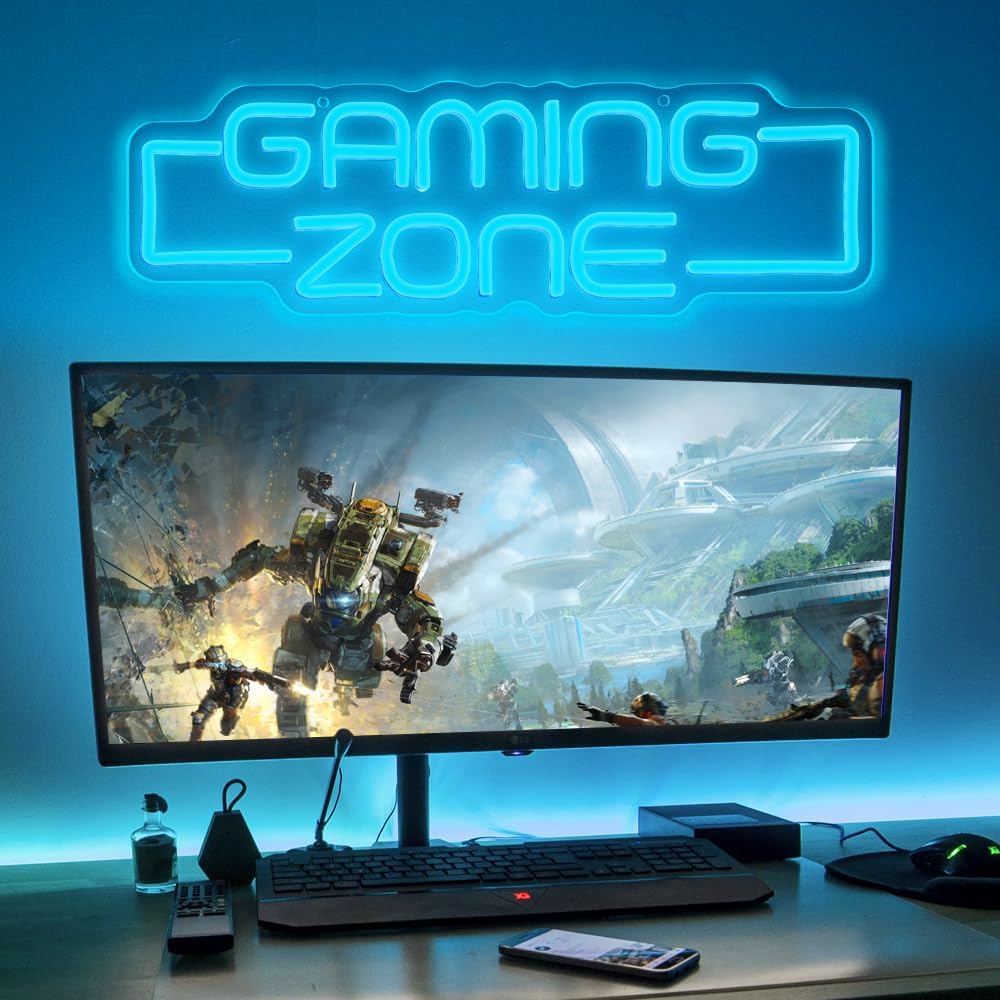 Gaming Zone Neon Sign,Game Zone Neon Sign for Teens Gamer Room Decor，Gaming Light Neon Sign for Gaming Wall Decor，Led Neon Gaming Sign for Gamer Gifts Boys