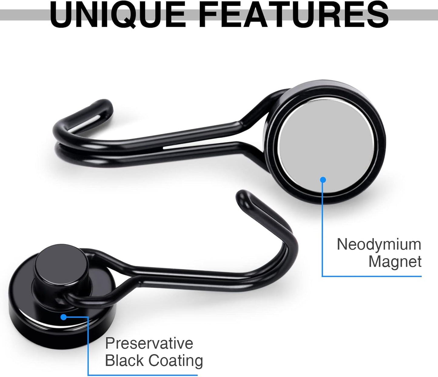 E BAVITE Magnetic Hooks, 30lbs+ Magnet Hook 2026 Cruise Cabin Ship Essentials Heavy Duty Strong Magnets Refrigerator Fridge Hanging for Classroom Beach Vacation Kitchen Grills Home 6pcs (Black)