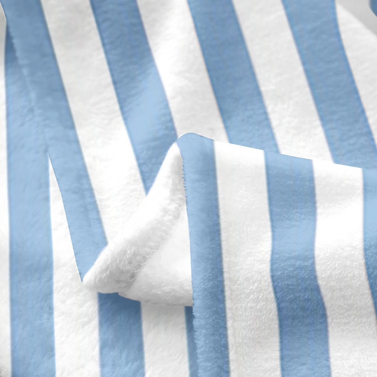 Manfei Initial Letter D Flannel Blanket for Kids Adults,Blue White Striped Flannel Fleece Blanket Queen 90"x90",Modern Aesthetic Stripe Lightweight Bed Blankets All Season Use