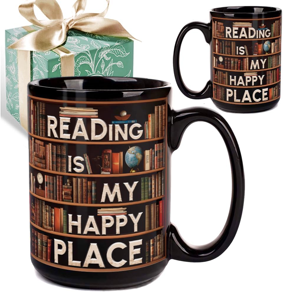 Novelty Books Mug for Book Lovers Women Men, Book Club Reading Writer Bookish Gifts for Bookworm, Library Bookshelf Mug 15oz