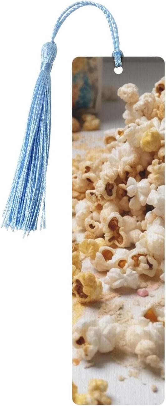 Sprinkle Popcorn Bookmarks Gifts for Women Men, Wooden Bookmarks for Book Lovers, Vintage Book Marks Ornaments with Tassel, Unique Personalized Reading Page Markers Sky Blue