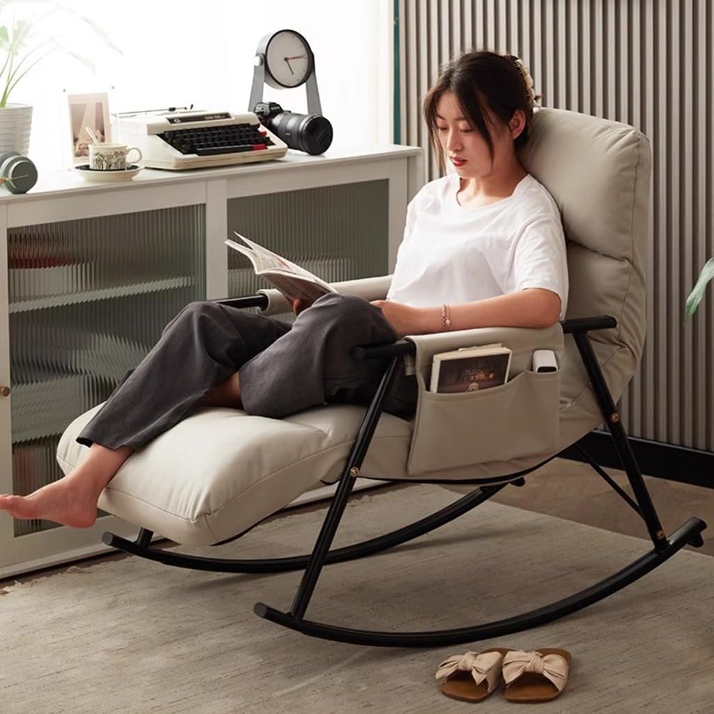 LSLYTQ Rocking ChairGlider Rocker with Side Pocket and Adjustable High Back,Comfy Recliner Lounge Sofa Chair Chair for Nursery,Living Room and Bedroom