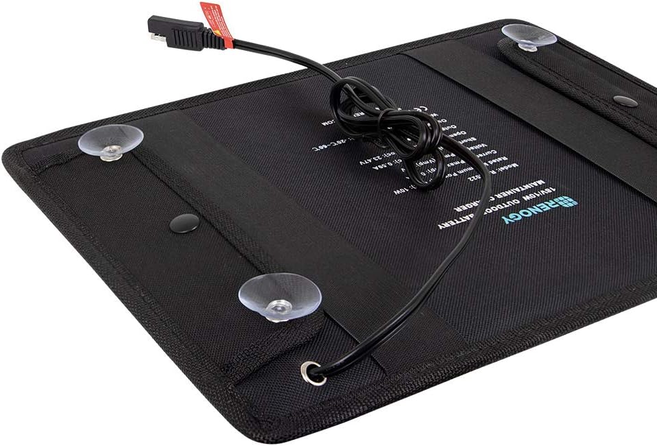 Renogy 10W Solar Trickle Charger Portable Battery Maintainer with Lighter Plug/Alligator Clips/Battery Cables for Car Boat Marine Motorcycles Truck