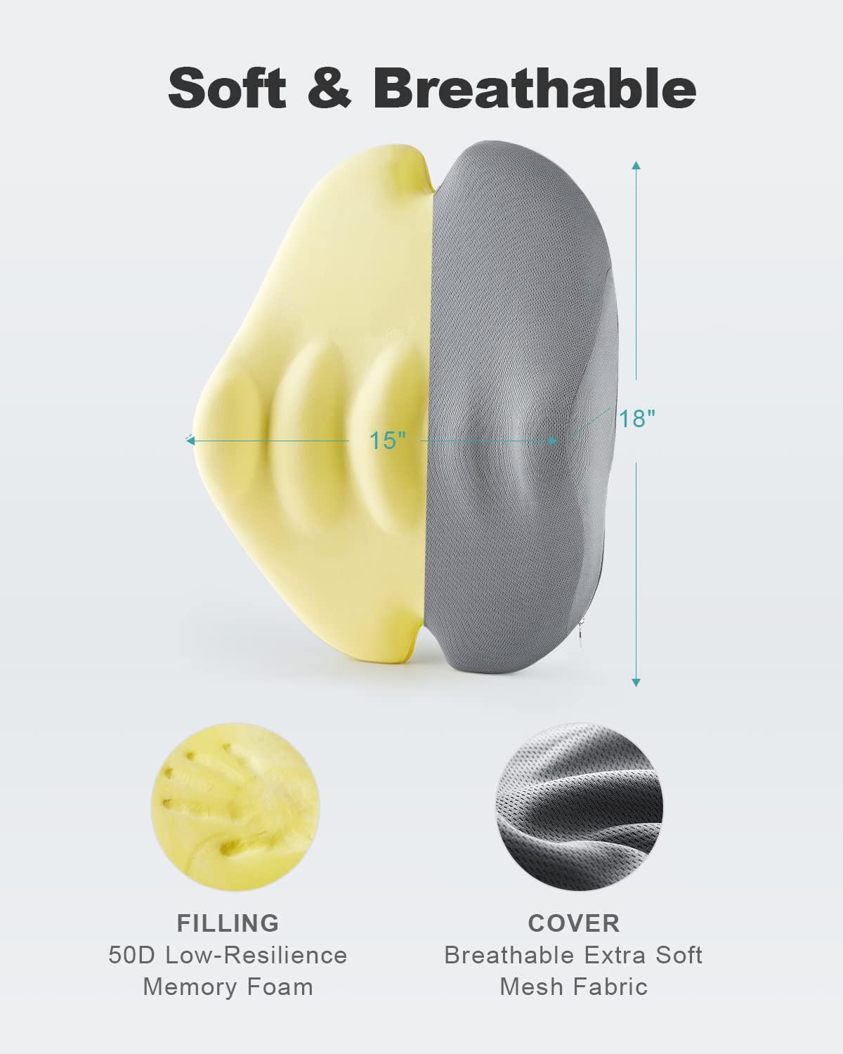 Lumbar Support Pillow, Back Support Pillow for Chair, Memory Foam Car Seat Back Pillows for Back Pain Relief, Ergonomic Design, Perfect for Home Office Desk Chairs,Plane-No Vibrating Version