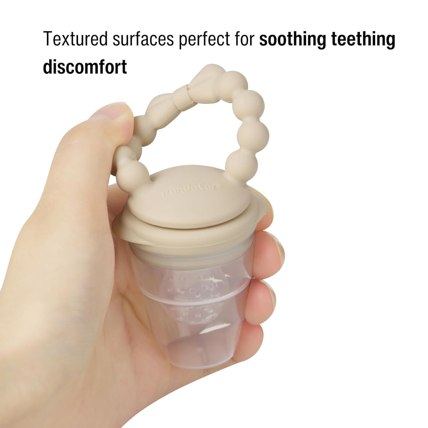 PandaEar 3 Pack Baby Fruit Food Feeder Pacifier with 3 Different Size Silicone Pouch, Silicone Teethers for Babies 3-6-12 Months, BPA Free Mesh Feeder, Baby Solid Food Essentials
