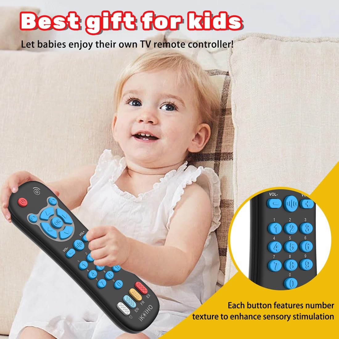 Baby Remote Control Toy for 1 Year Old Boys Girls Gifts Realistic Toddler TV Remote Toy with Music and Light Early Education Learning Toy Remote Kid Infant Baby Toys for 6 to 12 Months 12 to 18 Months