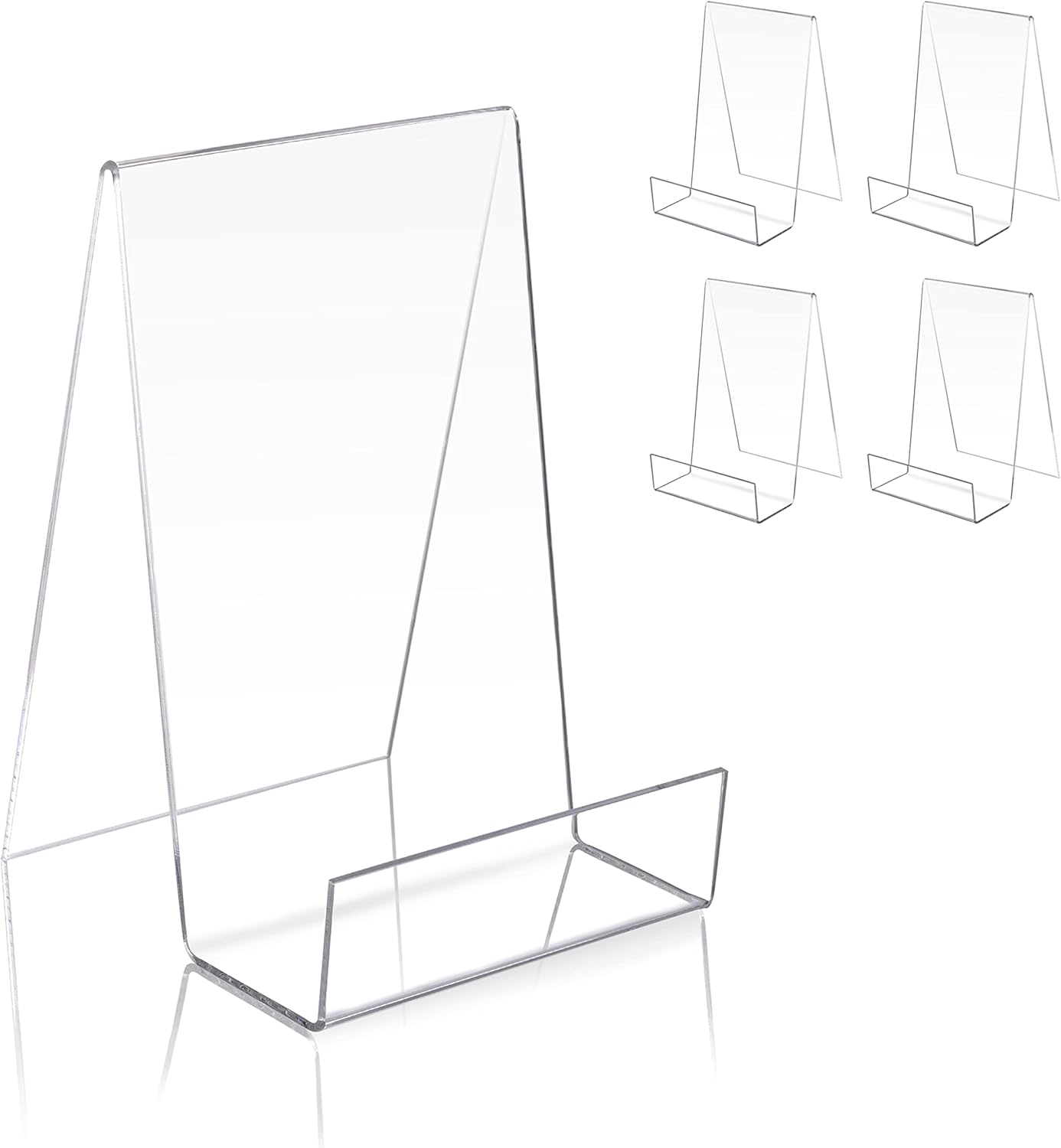 Clear Acrylic Book Stand with Ledge - Display Easel for Books, Pictures, Albums, Comic Books, CDs, Artworks, Tablets or Other Items (Small)