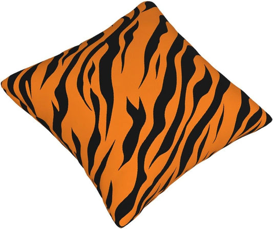 All-Season Square Pillow Covers 18"X18", Orange Tiger Leopard, Decorative Throw Pillow Covers For Sofa Bed Couch, Hidden Zipper Cushion Cover, Square Lumbar & Accent Pillowcases For Home Decor
