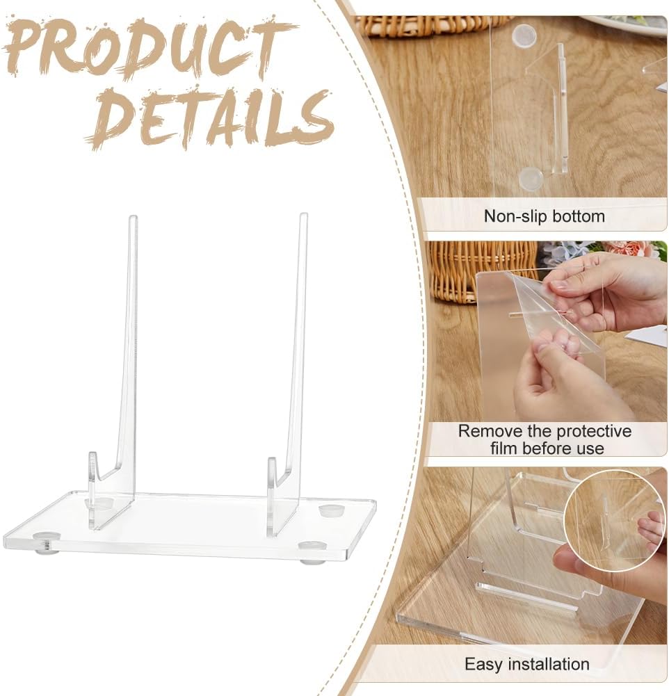 2Pcs Acrylic Book Stand Adjustable Clear Display Holder Easel with Deep Support Shelves Book Picture Frames Collecter Stand Holder 3.94×5.91 Inch for Photos Books Picture Table Top Holder