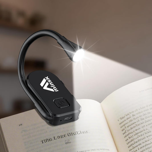 Minsk Book Light, 360° Flexible Book Reading Light, Eye Caring 3 Color Stepless Dimming Brightness Book Lamp, Lightweight Book Light Clip On, Reading Lights for Books in Bed, Book Lovers Gifts