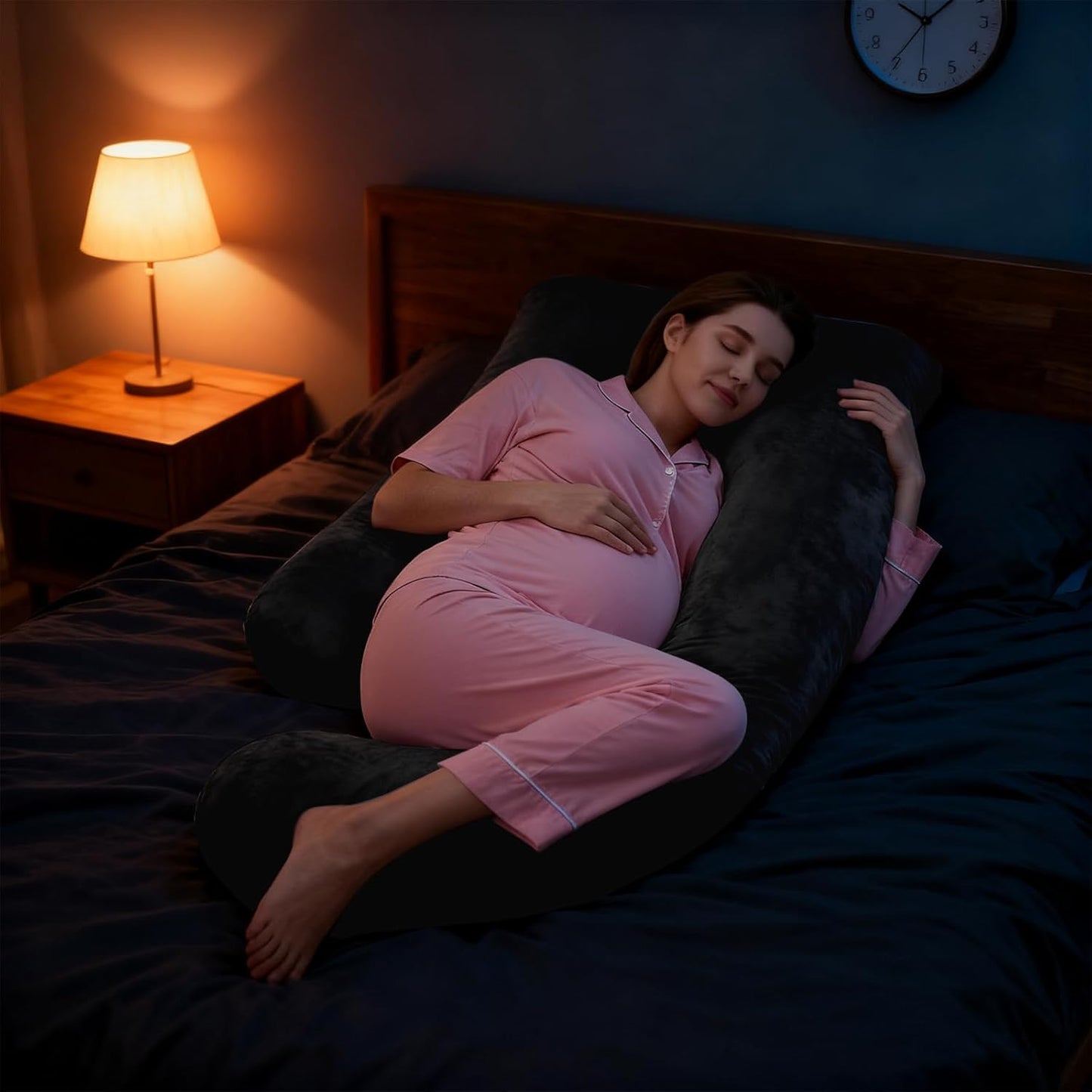 Pregnancy Pillow, G-Shape Full Body Pillow, Maternity Pillow for Side Sleeper, Pregnancy Body Pillow for Pregnant Women Suppor, Hip Relief with Washable Cover (Black)