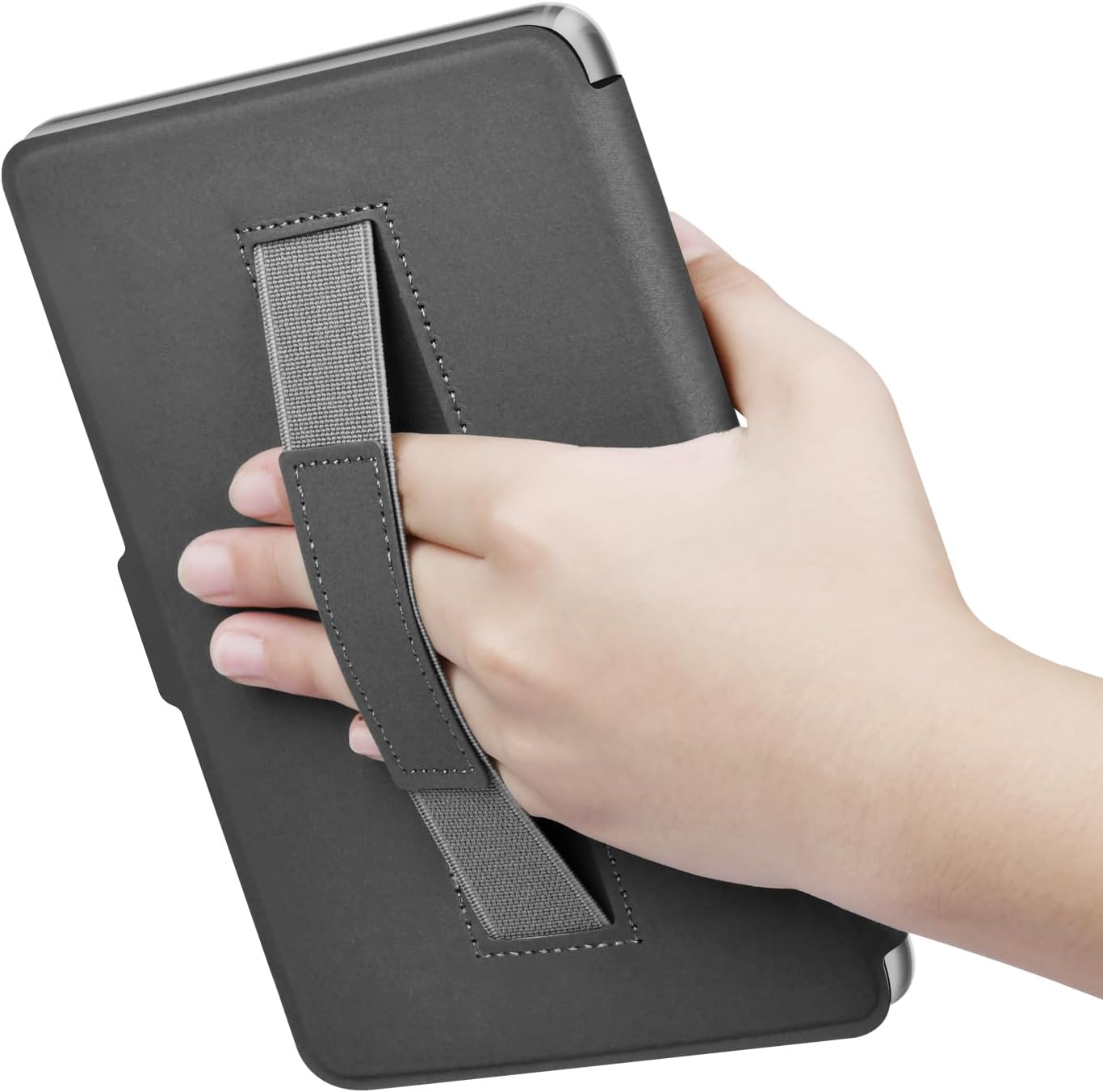 Case for 6" Kobo Clara BW 2024 Released, Ultra Clear Soft Light Transparent TPU Back Cover with Hand Strap, Auto Wake/Sleep (Black)