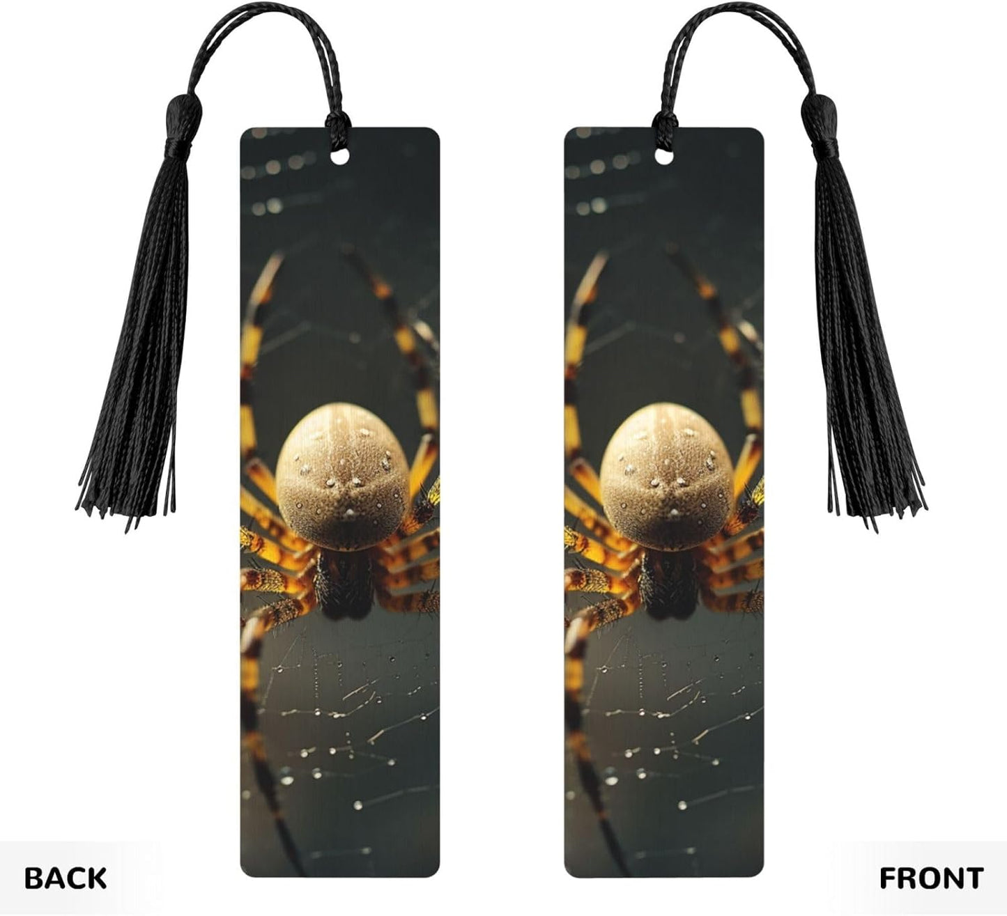 Funny Spider Bookmarks Gifts for Women Men, Wooden Bookmarks for Book Lovers, Vintage Book Marks Ornaments with Tassel, Unique Personalized Reading Page Markers Black