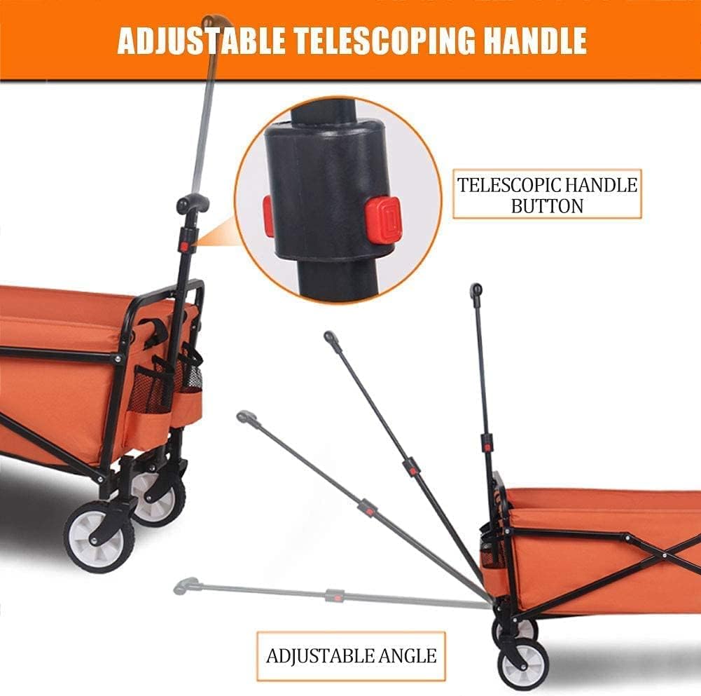 Heavy Duty Folding Outdoor Beach Wagon A Terrain Coapsible Utility Wagon Garden Cart Transport Troey Portable ping Hand Cart Picnic Camping Wagon (Color : Red) (Gray)