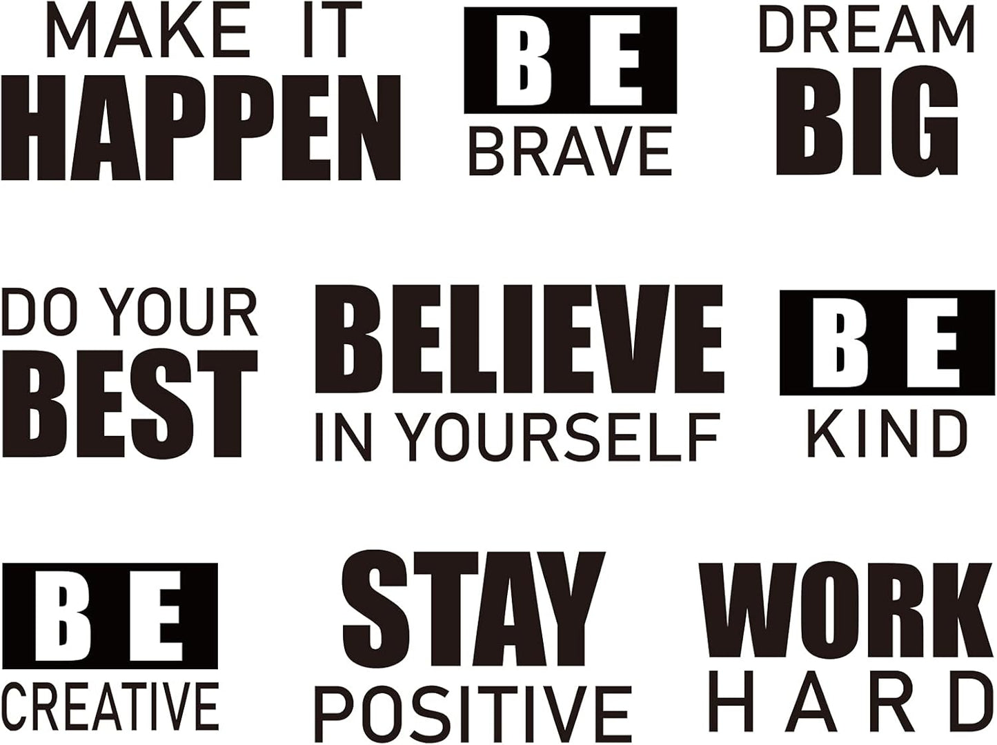 4 Sheets Inspirational Wall Decals Peel and Stick Motivational Phrases Wall Stickers Positive Quotes Vinyl for Library Home Classroom School Office Art Decorations
