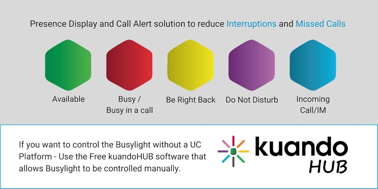 Kuando® Busylight UC Alpha (15306) - Presence Light and Ringer - Do not Disturb Light - Free Busylight Software for Most UC Platforms and Softphones