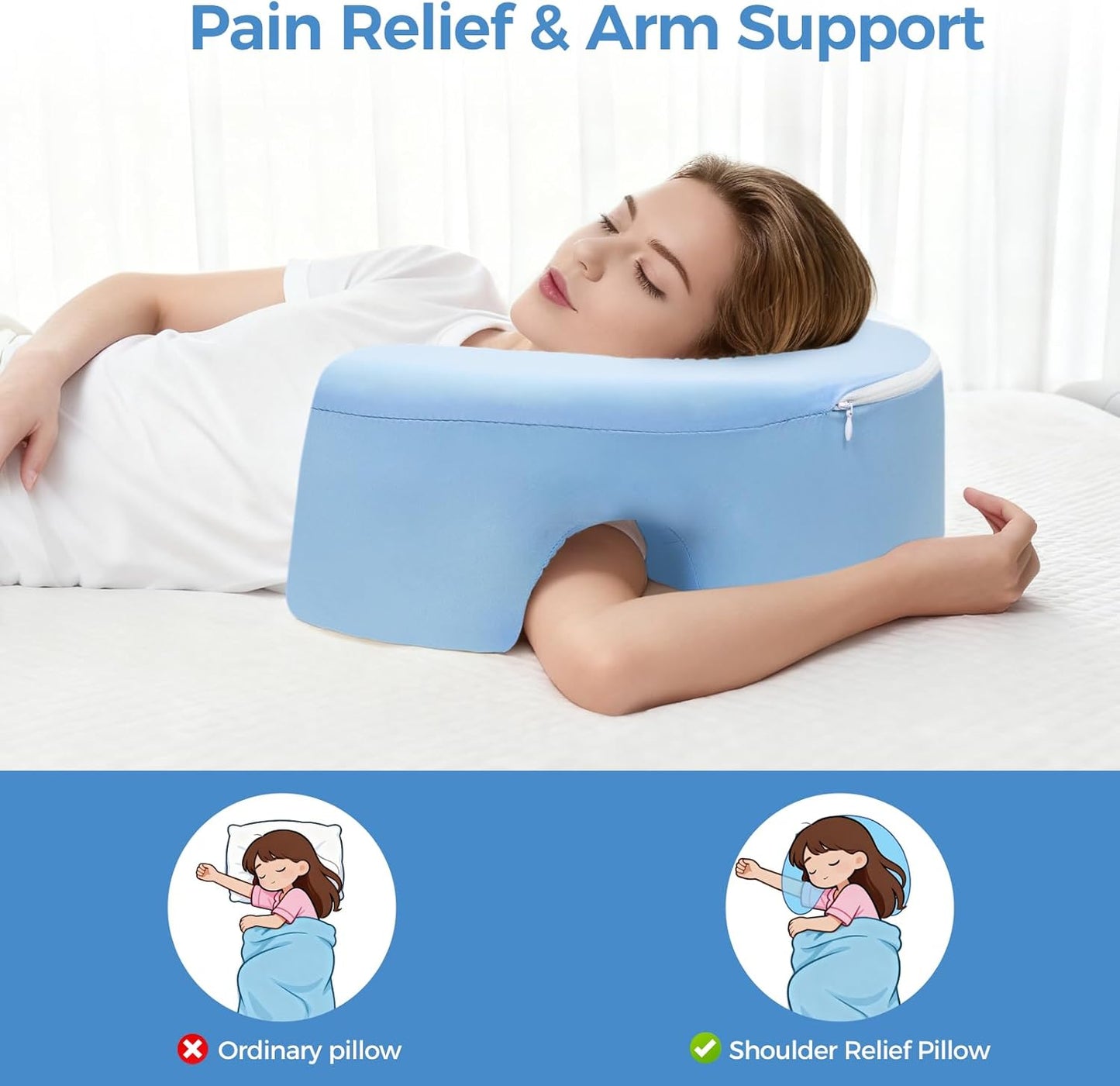 Side Sleeper Memory Foam Pillow for Neck, Shoulder Pain Relief, Ergonomic Cervical Support Cushion
