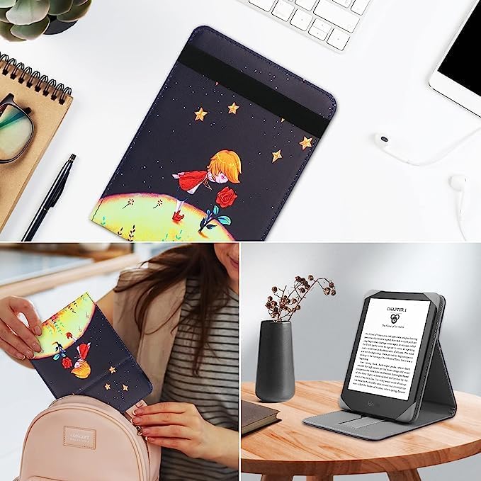 Universal Case for 6-inch Kobo Clara HD/Kobo Clara 2E/Kobo Nia/Pocketbook Basic 4/Touch Lux 5 Leather Stand Cover Compatible 6'' Pocketbook/Tolino E-Book Reader, Prince