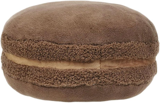 ChezMax Macaron Pillow Plush Back Bolster Cushion Microbead Throw Pillow Case Round Seat Cushion Home Decor Pillow for Sofa Bedroom Office Dormitory Car 14.5" Chocolate
