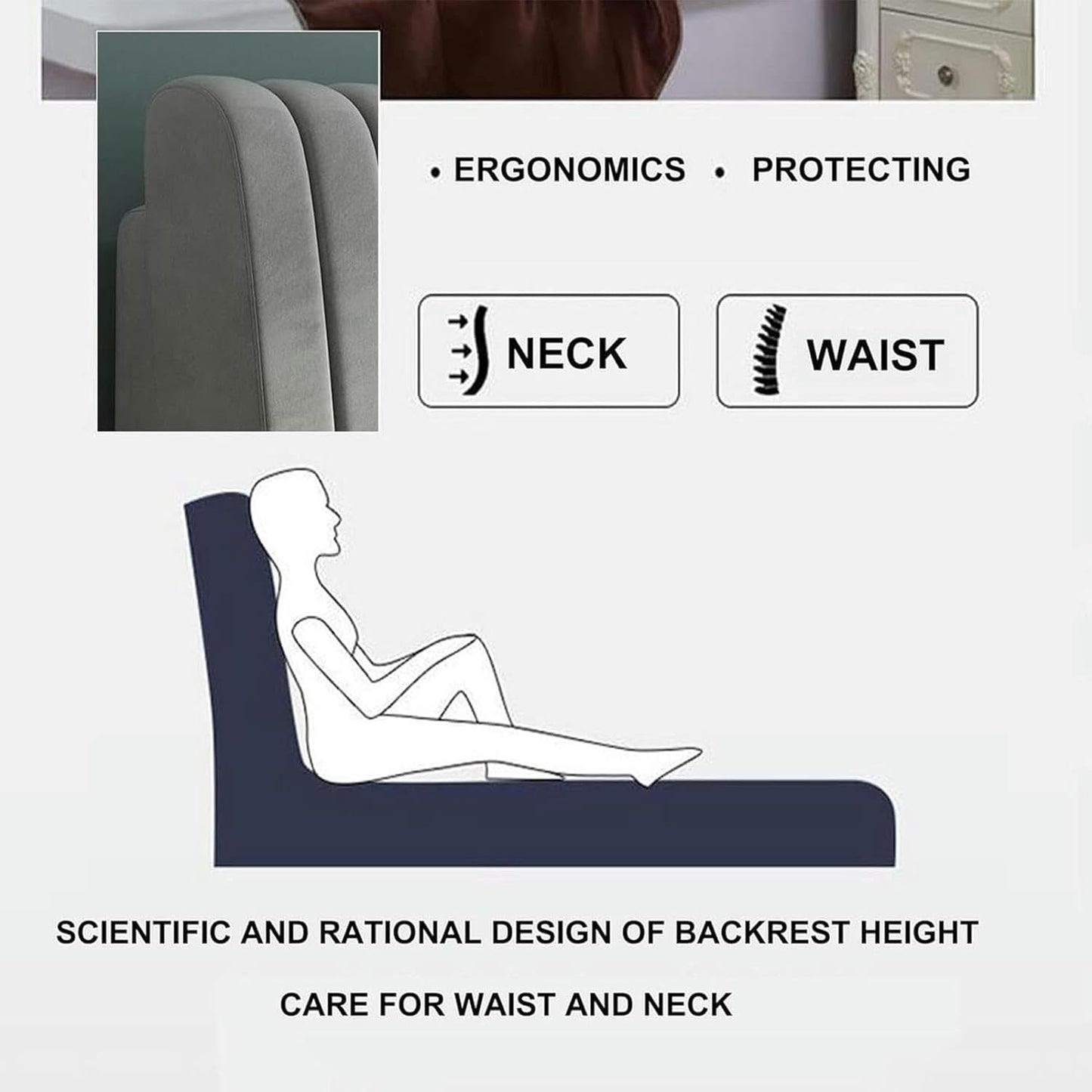 Soft Fleece Headboard Cushion King Size Bed Backrest Lumbar Pad Bed Backrest Reading Bolster Cushion for Home Bedroom Daybed Bed Bunk Bed
