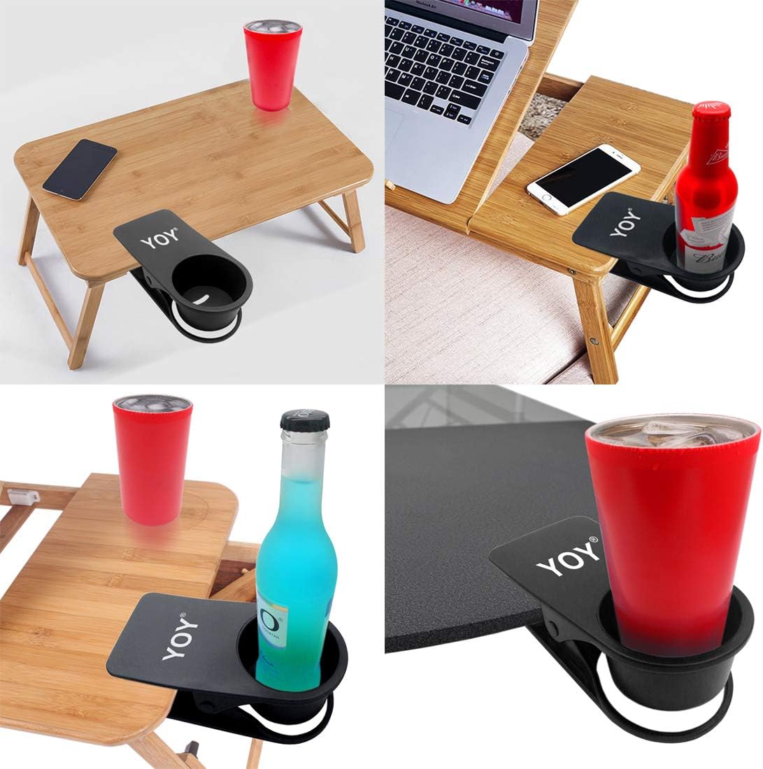 YOY Drink Cup Holder Clip - Table Desk Side Water Glass Beer Bottle Beverage Soda Coffee Mug Holder Cup Saucer Clip Design for Home Office, Black