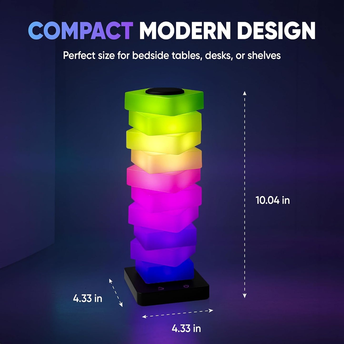 GLO-X Modular Color Changing RGB Night Light – Stackable LED Touch Lamp for Desk, Bedroom, Gaming & Kids Rooms | Great Gift