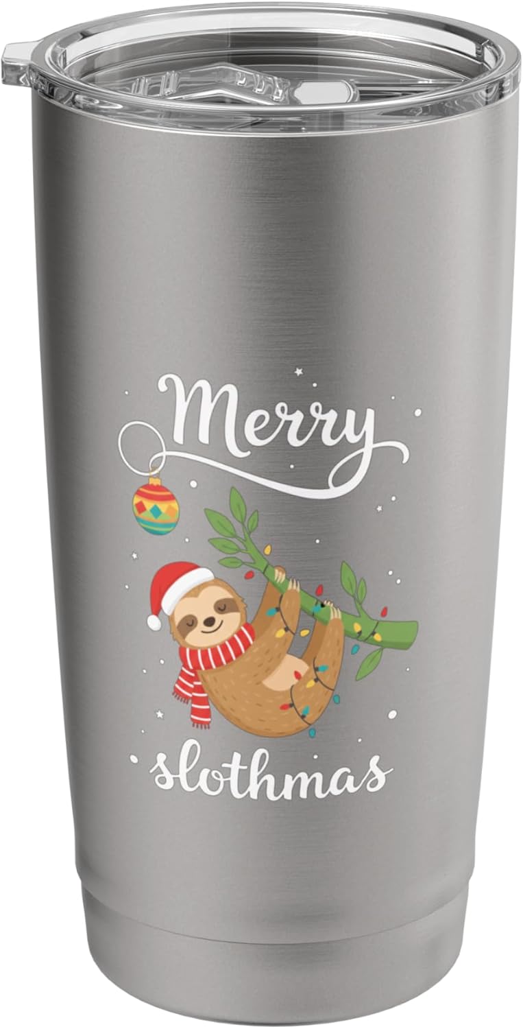 Merry Slothmas Sloth Christmas Holiday Cute Jungle Animal Stainless Steel Insulated Tumbler