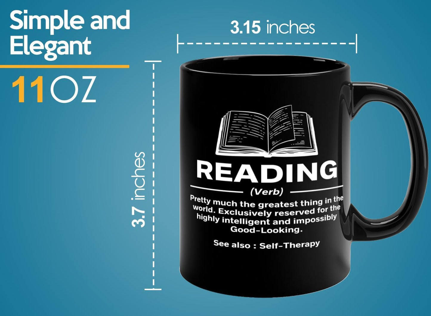Book Lover Coffee Mug 11oz Black -Reading Definition - Sports court Team Indivdiual partner Book Lover