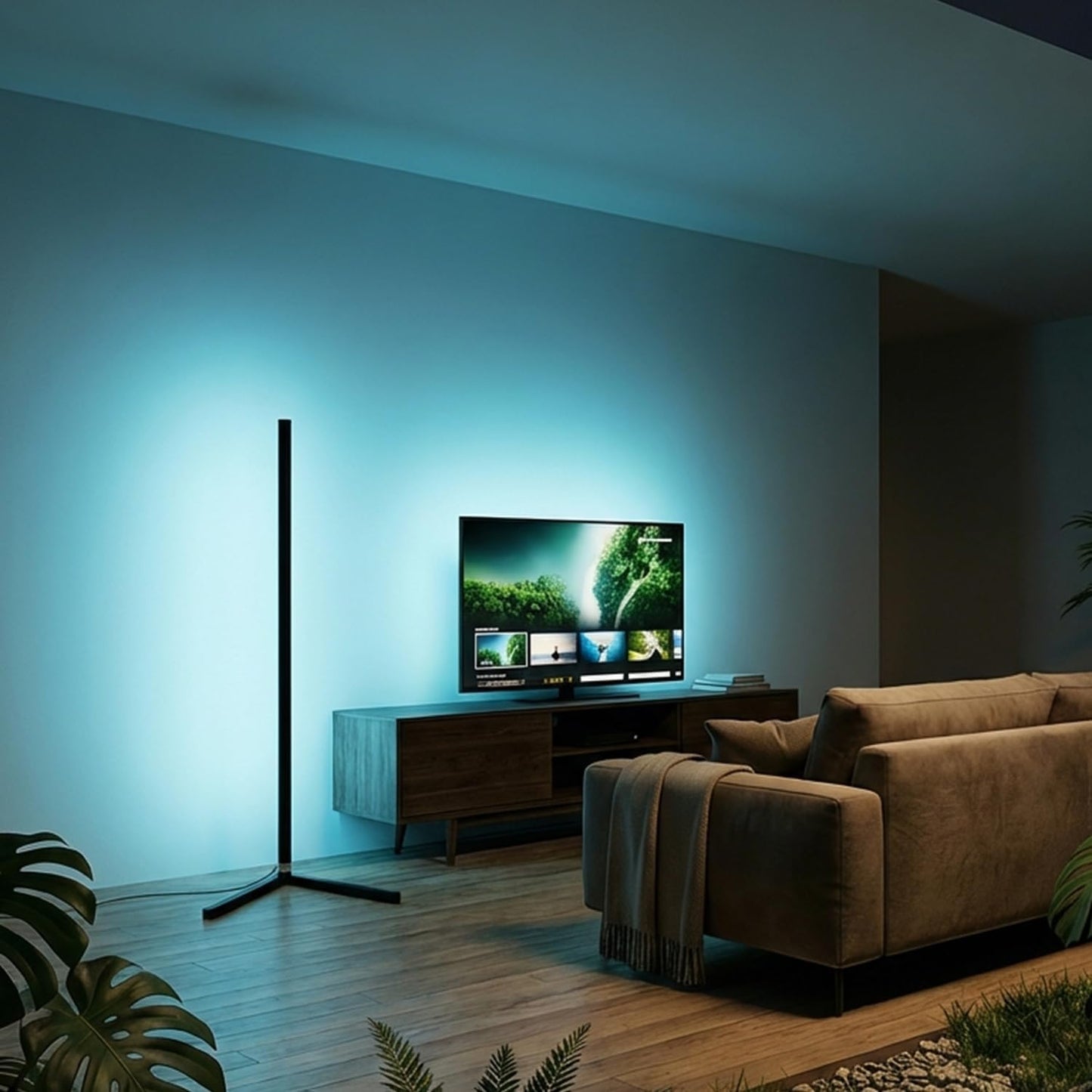 RGB Floor Lamp LED Corner Floor lamp smart Floor lamp with Music Sync Lighting, App & Remote Control, 16 Million Colors Living Room & Gaming Room (1 Pack)