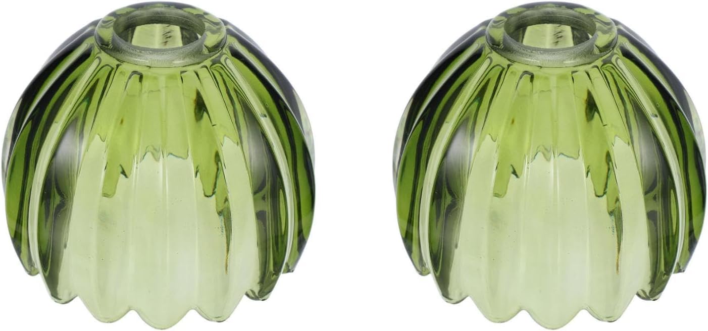 Baluue Tulip Glass Lamp Shade: 2pcs Small Vintage Green Flower Glass Table Lampshade - Handcrafting Pendant Light Fixture Cover for Bedroom Kitchen Hallway Bathroom, 4.72inch
