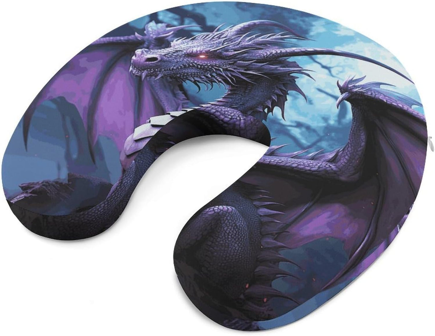 Purple Dragon Purple Moon Neck Pillow Memory Foam U Shaped Pillows Portable Pillows for Shoulder Travel Head Support Pillow with Concealed Zipper for Airplane Car Home Office