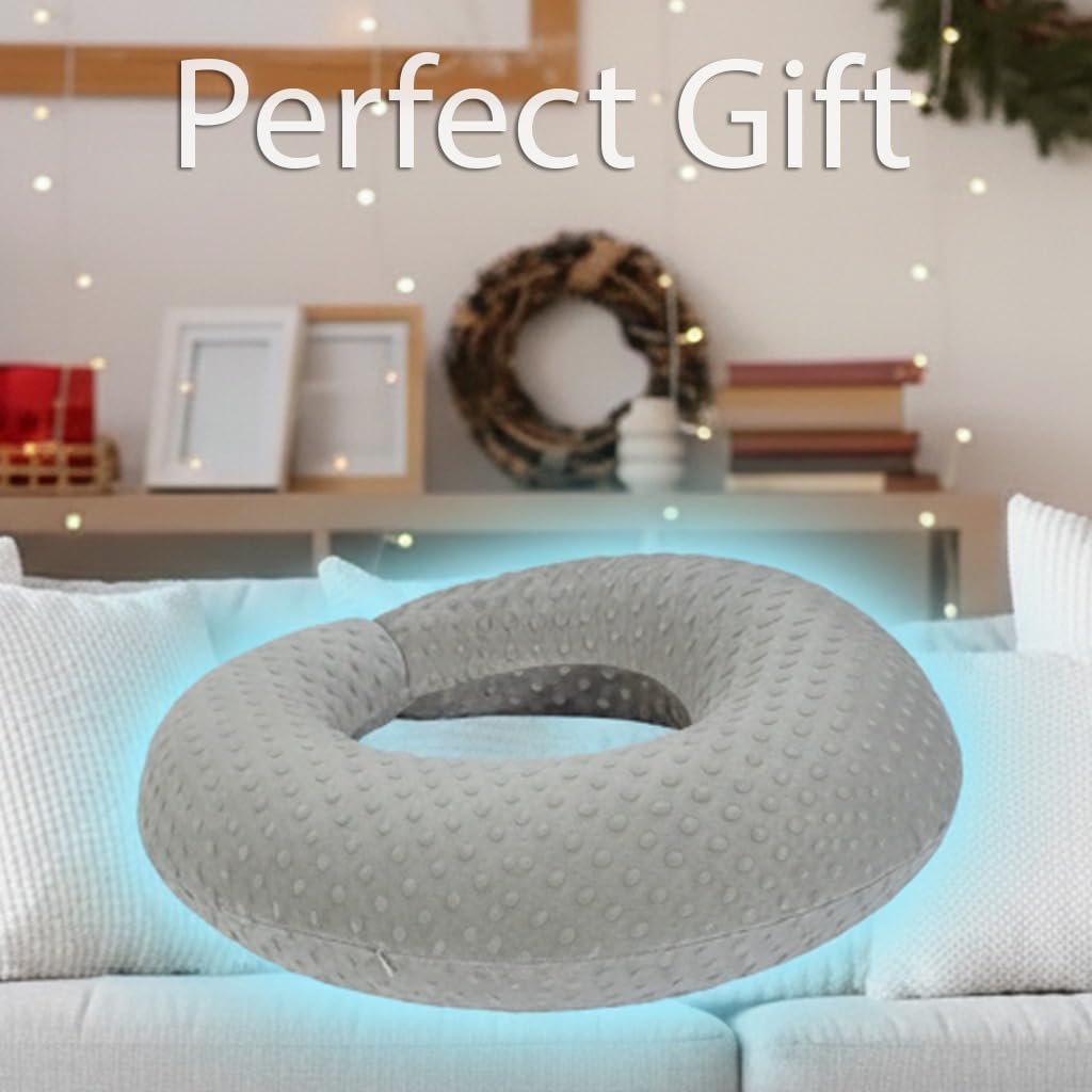 Gaming Pillow for Lap and Arm Rest Support – Crochet Reading Cushion with Arms, Bed Rest & Couch Back Support for Adults (2 Covers, Purple+Grey)