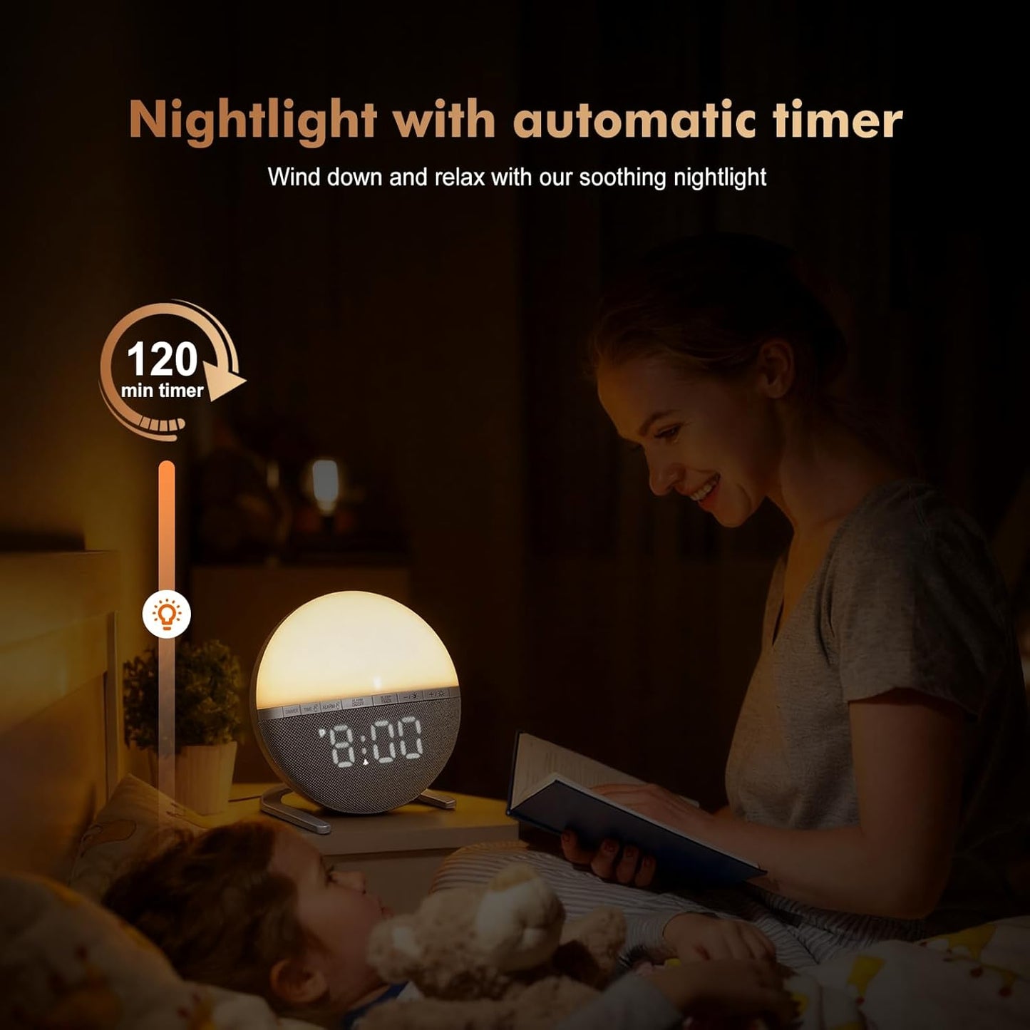 Sunrise Alarm Clock for Bedrooms – Gentle Wake Up Light with Soothing Night Light & Ambient Sounds, Alarm Clock for Heavy Sleepers, Shift Workers, Kids & Adult, Relaxing Bedside Lamp Gift