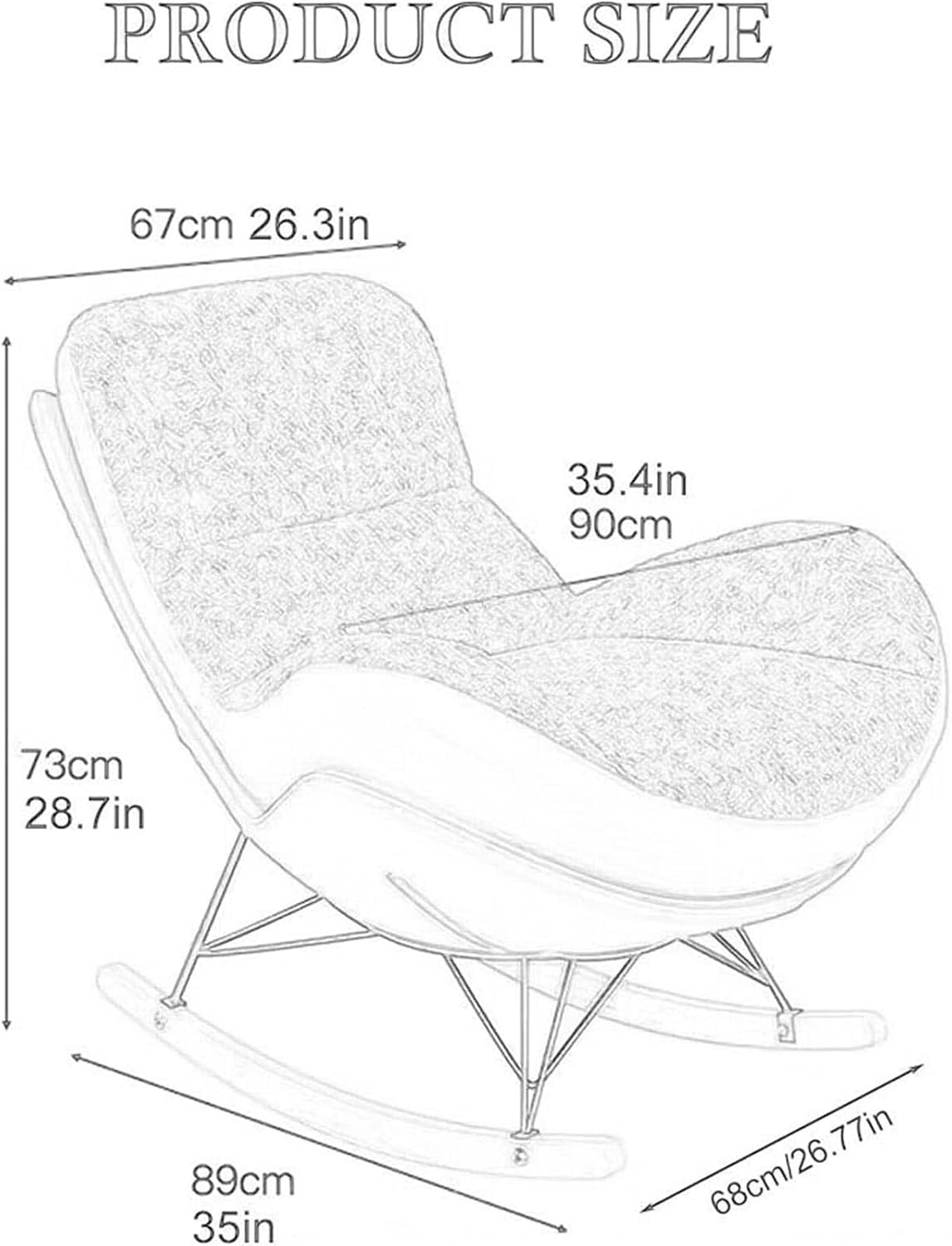 LSLYTQ Indoor Comfortable Sofa Rocking Chair, Upholstered Velvet Lounge Chair with Thick Cushion for Reading Naping,Living Room Accent Furniture Chairs
