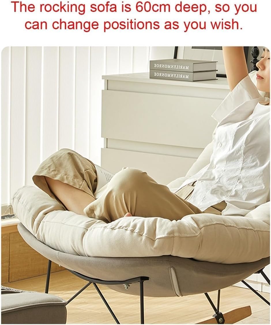 Modern Rocking Chair - Soft Reclining Armchair for Living Room & Balcony, Comfortable Lounge Chair, Perfect Reading Chair for Bedroom & Relaxation (Style C)