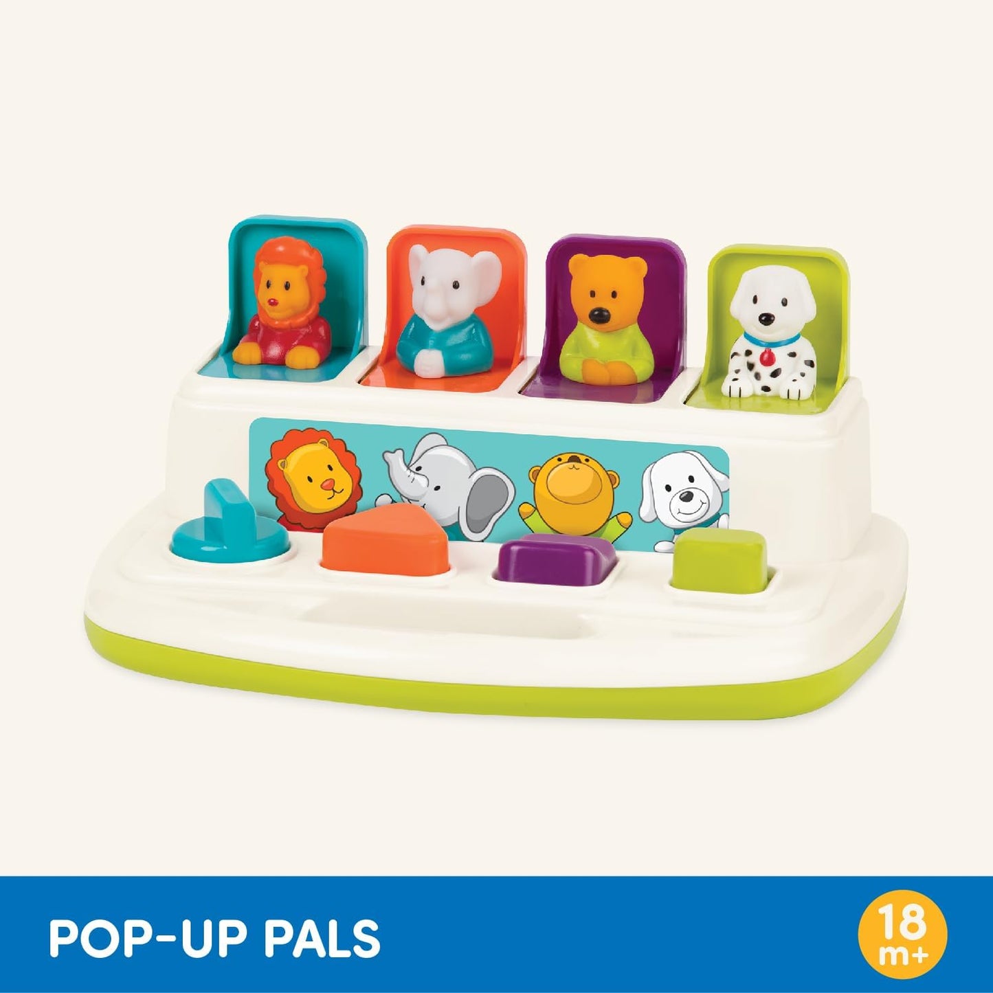 Battat – Cause – and – Effect Toy – Developmental Toy with Buttons & Colors – Color Sorting Animal Toys – for Kids, Toddlers, Babies – 18+ Months – Pop – Up Pals