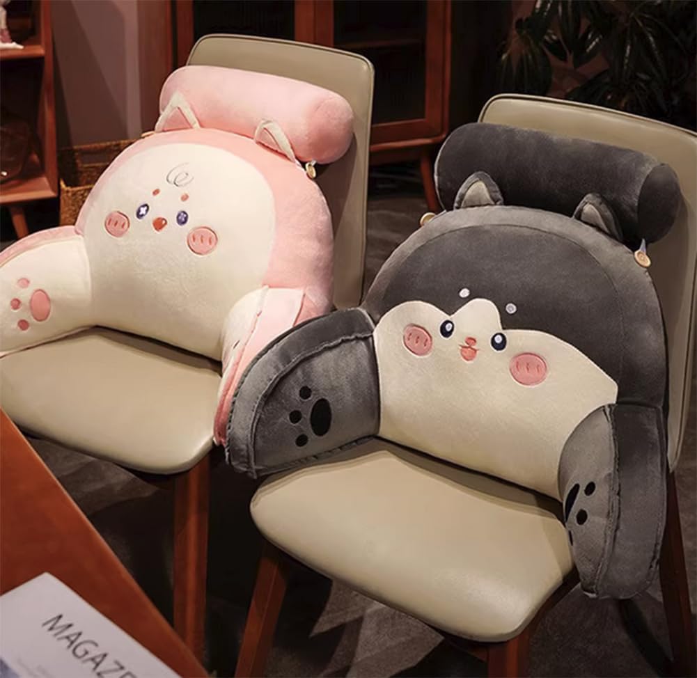 Tingting's Dream Cute Sofa Lumbar Back Cushion Office Chair Lumbar Support Pillow Bed Rest Reading Pillows Soft Cartoon Waist Cushions (Pink, 65×40CM/25.59"×15.7")