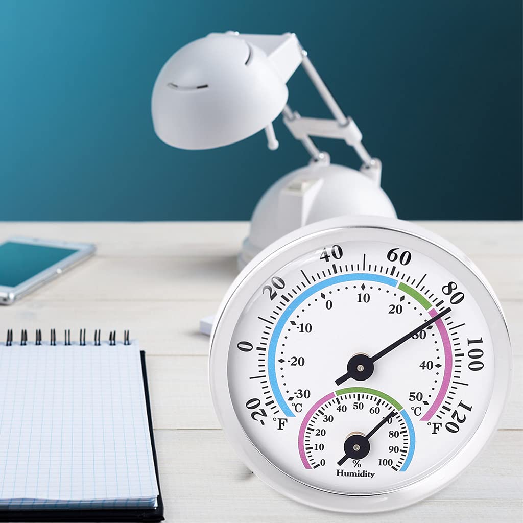 1PC Mini Humidity Gauge Aluminum Alloy Thermometer Hygrometer Dual Scale °C/°F for Home Office Indoor Monitoring