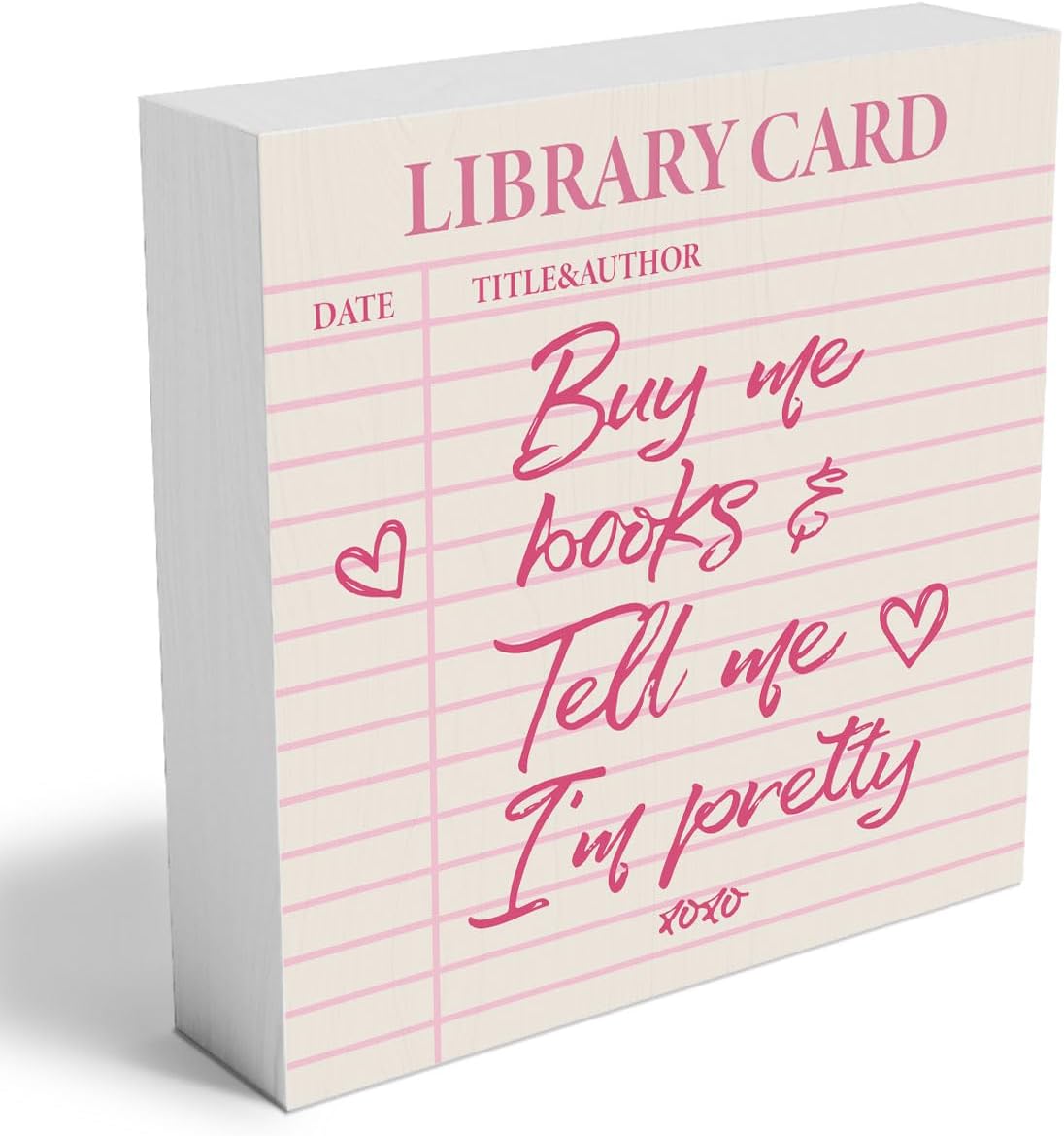 Cute Bookshelf Accessories Decor Aesthetic Buy Me Books & Tell Me I am Pretty Desk Decor With Wooden Stand for Women Book Lovers, Bookish Home Decoration Home Bedroom Office Bookshelf